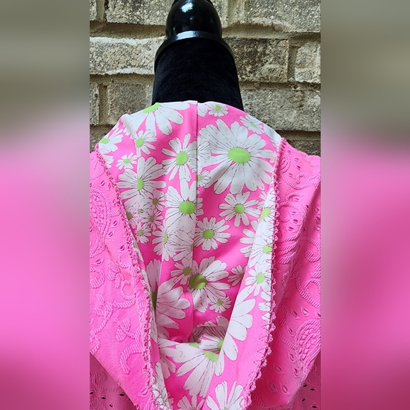 Hurley "LoveShackFancy" Pink Paisley Eyelet Zip Hoodie with Daisy Flowers - Picture 6 of 14